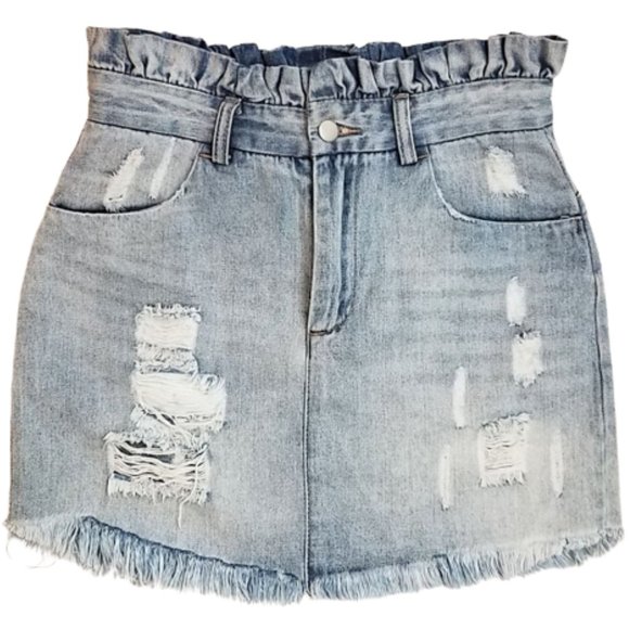 HAYDEN Distressed Denim Blue Jean Skirt Raw Hem Women's S - Picture 1 of 5